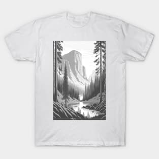 Serene Yosemite monochrome T-Shirt